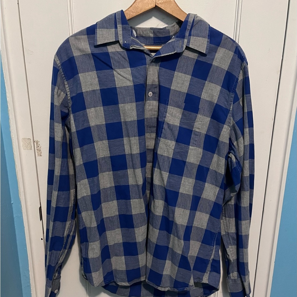 Classic Blue and Gray Plaid Boys Shirt